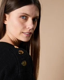 Hot Oscar et Louise Pull 100% Cachemire 4 fils Jane col bateau noir