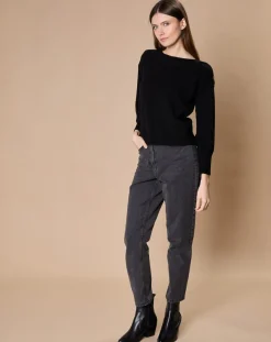 Hot Oscar et Louise Pull 100% Cachemire 4 fils Jane col bateau noir