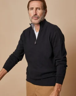 Outlet Oscar et Louise Pull 100% Cachemire 4 fils John col camionneur noir/gris