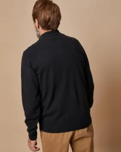 Outlet Oscar et Louise Pull 100% Cachemire 4 fils John col camionneur noir/gris