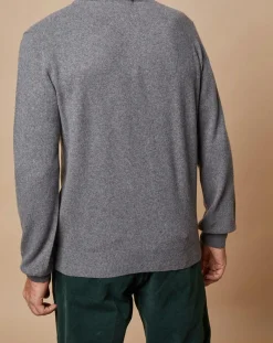 Online Oscar et Louise Pull 100% Cachemire 4 fils John col camionneur gris anthracite/marine