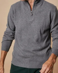 Online Oscar et Louise Pull 100% Cachemire 4 fils John col camionneur gris anthracite/marine