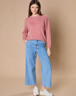 Best Oscar et Louise Pull 100% Cachemire 4 fils Ophélie col rond vieux rose