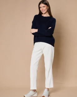 Hot Oscar et Louise Pull 100% Cachemire 4 fils Ophélie col rond bleu marine