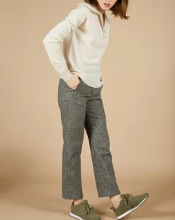 Hot Cashmere Tribu Pull 100% Cachemire Audrey col zippé écru