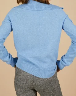 Hot Cashmere Tribu Pull 100% Cachemire Audrey col zippé topaze