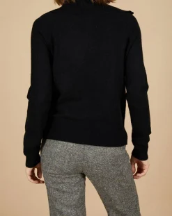 Femme Cashmere Tribu Pull 100% Cachemire Audrey col zippé noir