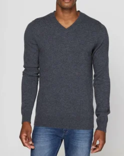 Best Galeries Lafayette Pull 100% Cachemire Bachve col V gris foncé