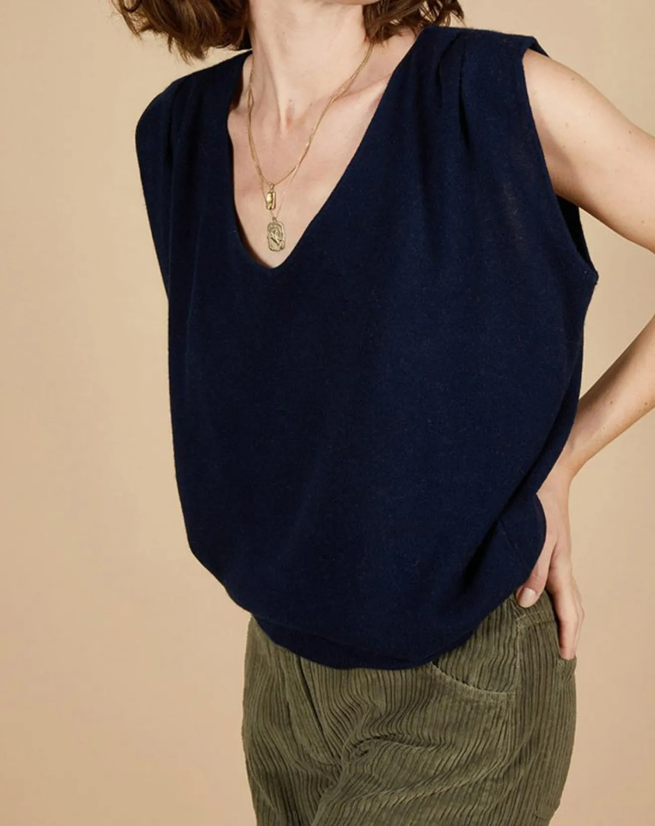 Online Cashmere Tribu Pull 100% Cachemire Bella épaulettes nuit