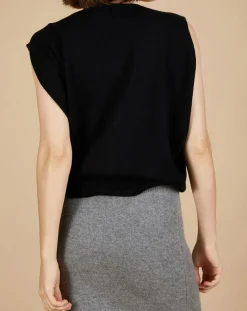 New Cashmere Tribu Pull 100% Cachemire Bella épaulettes noir