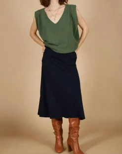 New Cashmere Tribu Pull 100% Cachemire Bella épaulettes kaki