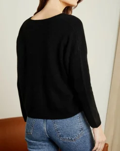 Outlet Miss Cashmere Pull 100% Cachemire Clémence Col rond noir