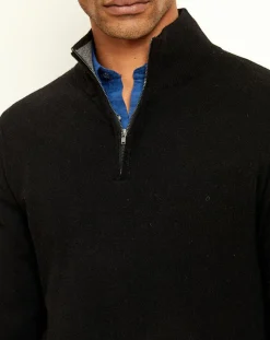 Hot Uverny Pull 100% Cachemire col camionneur Bombay noir/gris