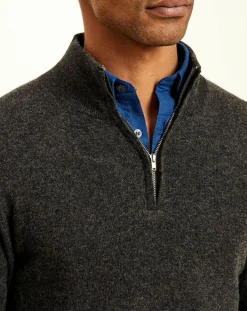 Homme Uverny Pull 100% Cachemire col camionneur Bombay anthracite/ gris clair