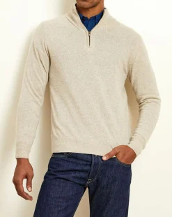 Homme Uverny Pull 100% Cachemire col camionneur Bombay beige chiné/pavé