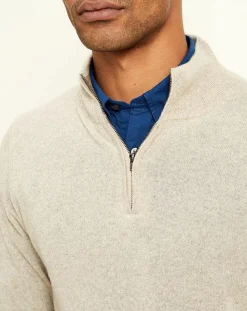 Homme Uverny Pull 100% Cachemire col camionneur Bombay beige chiné/pavé