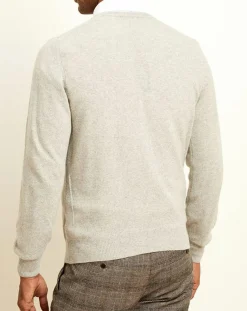 Homme Uverny Pull 100% Cachemire col col rond gris chiné