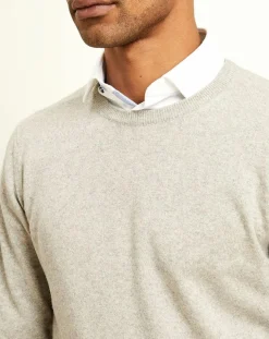 Homme Uverny Pull 100% Cachemire col col rond gris chiné