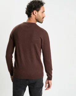 New Galeries Lafayette Pull 100% Cachemire col Rdc Uni Nachron marron