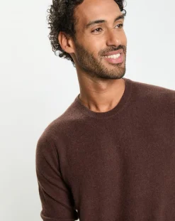 New Galeries Lafayette Pull 100% Cachemire col Rdc Uni Nachron marron