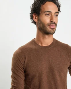 Clearance Galeries Lafayette Pull 100% Cachemire col Rdc Uni Nachron marron