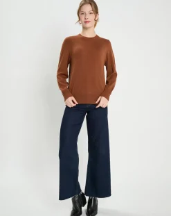 Outlet Galeries Lafayette Pull 100% Cachemire col rond Zabri marron moyen