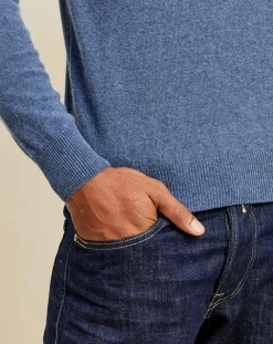 Homme Uverny Pull 100% Cachemire col rond London bleu denim