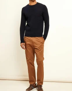 Homme Uverny Pull 100% Cachemire col rond London bleu marine