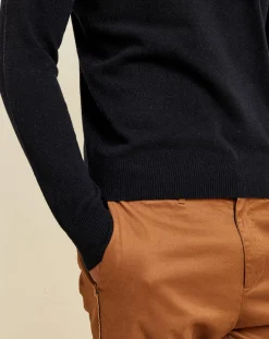 Homme Uverny Pull 100% Cachemire col rond London bleu marine