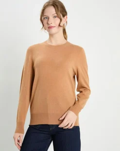 Femme Galeries Lafayette Pull 100% Cachemire col rond Zabri camel