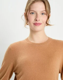 Femme Galeries Lafayette Pull 100% Cachemire col rond Zabri camel