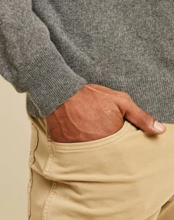 Homme Uverny Pull 100% Cachemire col rond gris foncé