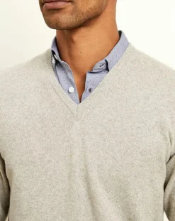 Best Uverny Pull 100% Cachemire col V gris clair