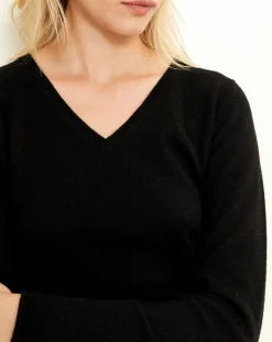 Hot Uverny Pull 100% Cachemire col V Memphis noir