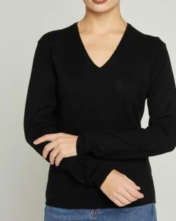 Online MAX&MOI Pull 100% Cachemire col V Sonia noir