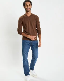 Online Galeries Lafayette Pull 100% Cachemire col V Uni Nachve marron