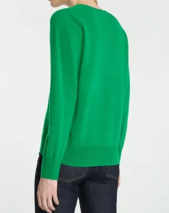 New Galeries Lafayette Pull 100% Cachemire Col V Zocon vert emeraude