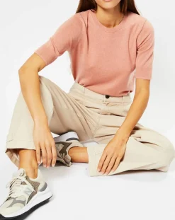 Femme Galeries Lafayette Pull 100% Cachemire Difi col rond rose