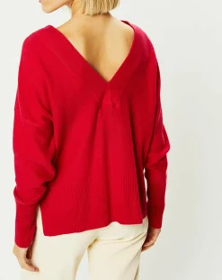 Femme Galeries Lafayette Pull 100% Cachemire Frani col V rose foncé