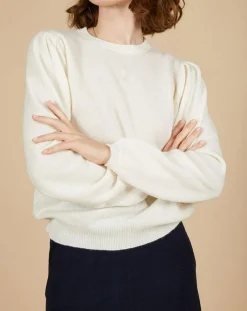 Femme Cashmere Tribu Pull 100% Cachemire Ines col rond tressé écru