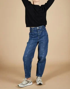 New Cashmere Tribu Pull 100% Cachemire Ines col rond tressé noir