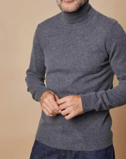 Outlet Oscar et Louise Pull 100% Cachemire Jim col roulé gris foncé