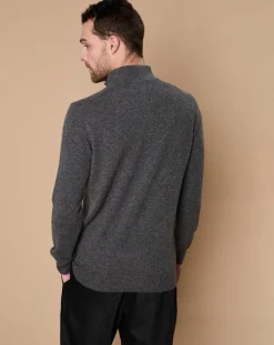 Hot Oscar et Louise Pull 100% Cachemire John col camionneur gris anthracite/marine