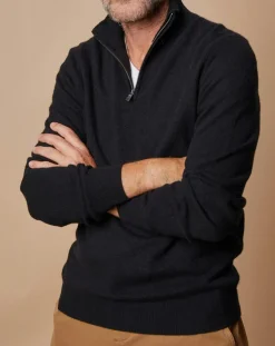 Homme Oscar et Louise Pull 100% Cachemire Jules col camionneur noir