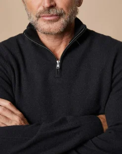 Homme Oscar et Louise Pull 100% Cachemire Jules col camionneur noir