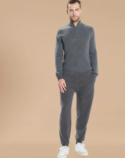 Homme Oscar et Louise Pull 100% Cachemire Jules col camionneur gris foncé