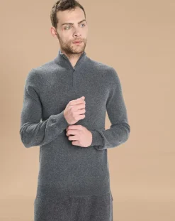 Homme Oscar et Louise Pull 100% Cachemire Jules col camionneur gris foncé