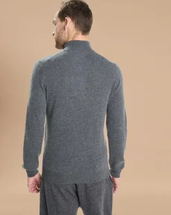 Homme Oscar et Louise Pull 100% Cachemire Jules col camionneur gris foncé