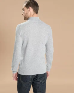 Outlet Oscar et Louise Pull 100% Cachemire Jules col camionneur gris clair