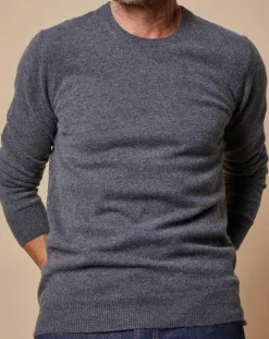 Clearance Oscar et Louise Pull 100% Cachemire Lucas col rond gris foncé